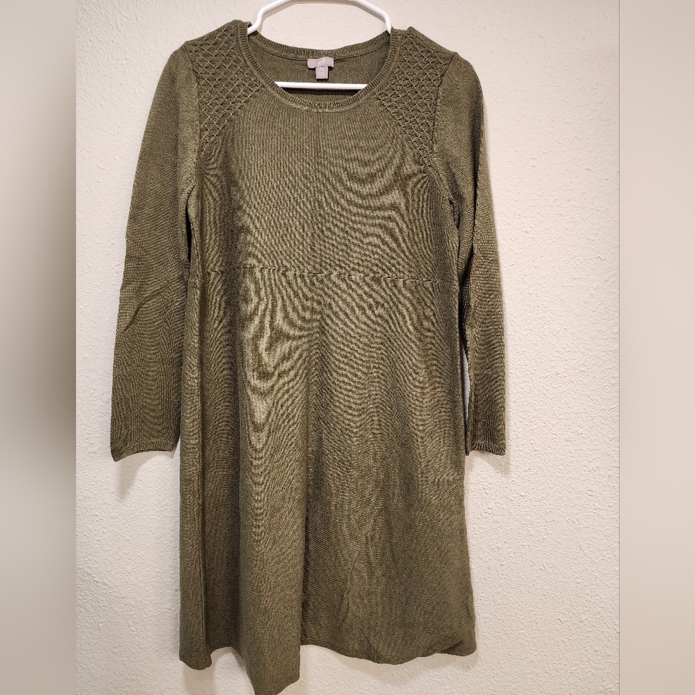Women's Olive Green Knit Dress Size Medium Petite